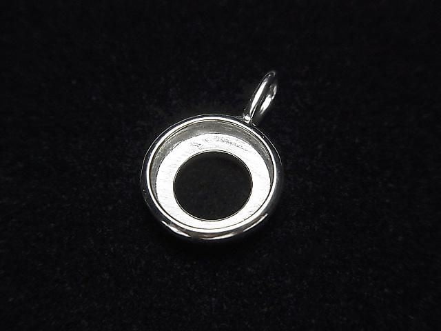 [Video][Japan] Silver925 Charm, Pendant Frame (Bezel) for Round Cabochon 8mm, Rhodium Plated, 1pc
