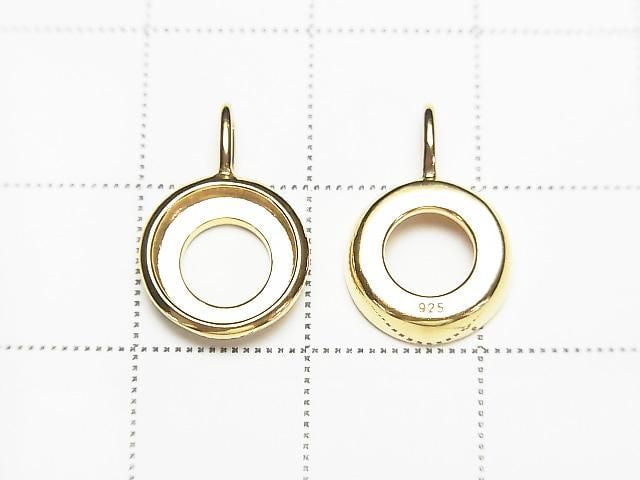 [Video][Japan] Silver925 Charm, Pendant Frame (Bezel) for Round Cabochon 8mm, 24KGP 1pc