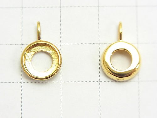 [Japan]Silver925 Charm, Pendant Frame (Bezel) for Round Cabochon 8mm 24KGP 1pc