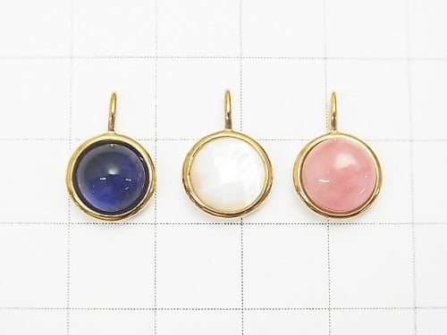 [Japan]Silver925 Charm, Pendant Frame (Bezel) for Round Cabochon 8mm 24KGP 1pc