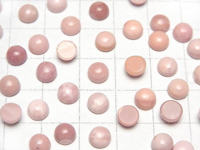 [Video] Australian Pink Opal AAA Round Cabochon 6x6mm 10pcs