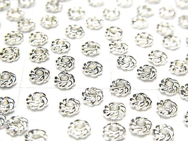 Silver925 Roundel 4x4x1.5mm White Silver 6pcs