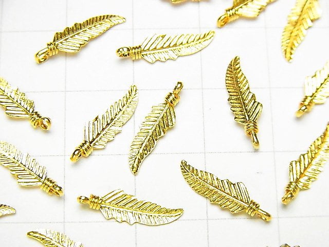 Silver925 Feather Pendant 14x4x2mm 18KGP 2pcs