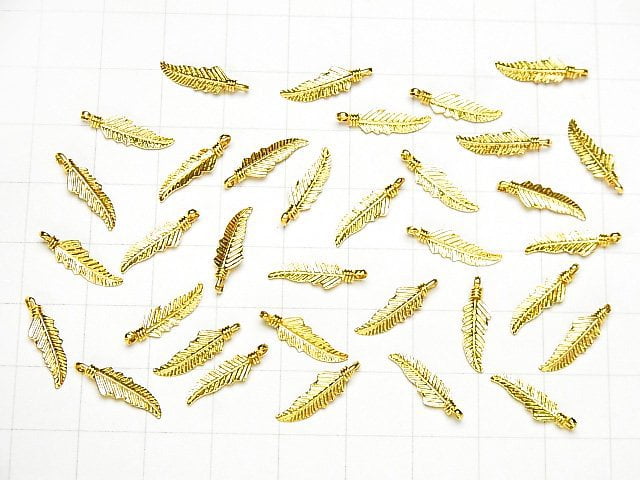 Silver925 Feather Pendant 14x4x2mm 18KGP 2pcs