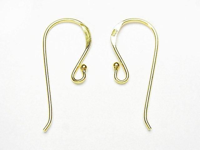Crochet d'oreille en Argent 925 24x10mm Plaqué Or 18K 2 paires