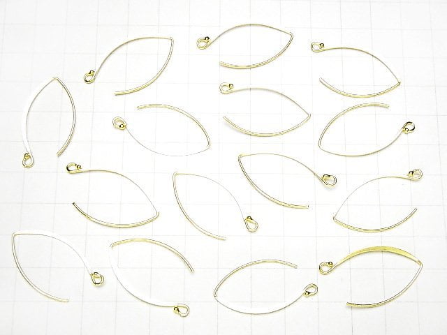 Silver925  Marquise Earwire 30x14mm 18KGP 1pair
