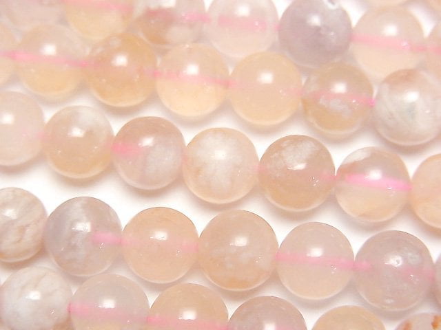 [Video] Madagascar Cherry Blossom Agate Round 8mm half or 1strand beads (aprx.15inch / 37cm)