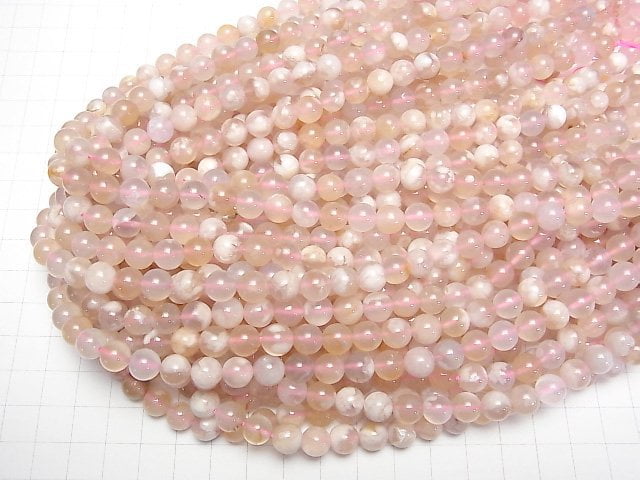 [Video] Madagascar Cherry Blossom Agate Round 8mm half or 1strand beads (aprx.15inch / 37cm)