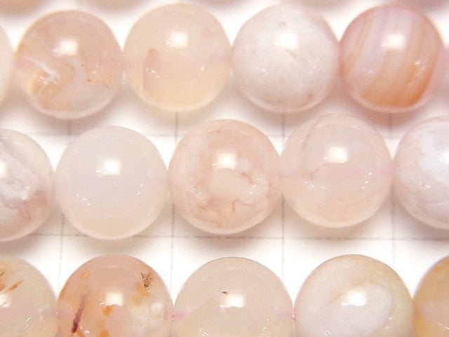 [Video] Madagascar Cherry Blossom Agate Round 10mm half or 1strand beads (aprx.15inch / 38cm)