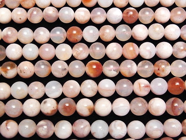 [Video] Madagascar Cherry Blossom Agate Round 10mm half or 1strand beads (aprx.15inch / 38cm)