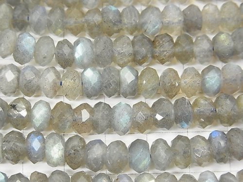 High Quality!  Labradorite AA++ Faceted Button Roundel 8x8x4mm half or 1strand beads (aprx.15inch/38cm)