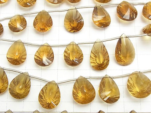 High Quality Beer Crystal Quartz AAA- Pear shape  Concave Cut  1strand beads (aprx.5inch/13cm)