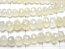 [Video]High Quality White Chalcedony AAA Faceted Button Rondelle Coated half or 1strand beads (aprx.7inch/18cm)