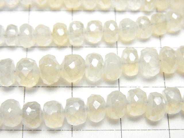 [Video]High Quality White Chalcedony AAA Faceted Button Roundel Coated half or 1strand beads (aprx.7inch/18cm)