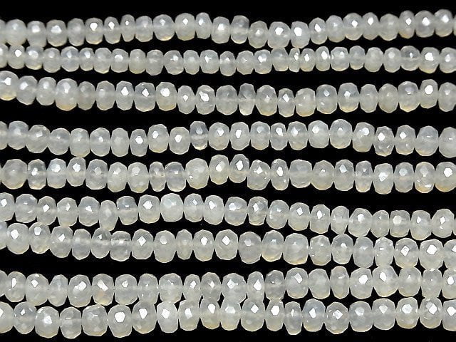 [Video]High Quality White Chalcedony AAA Faceted Button Roundel Coated half or 1strand beads (aprx.7inch/18cm)