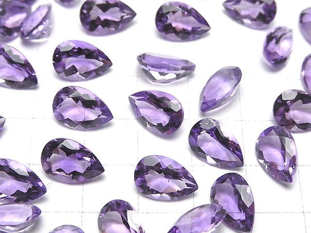 High Quality Amethyst AAA Loose stone Pear shape Faceted 12x8mm 2pcs