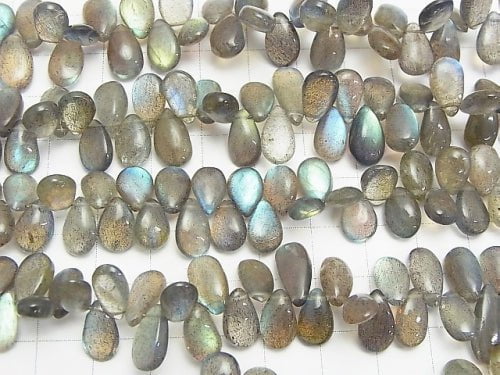 High Quality Labradorite AAA Pear shape Briolette (Smooth) [S] [M] half or 1 strand beads (aprx.9 inch / 22 cm)