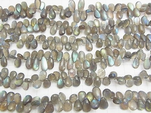 High Quality Labradorite AAA Pear shape Briolette (Smooth) [S] [M] half or 1 strand beads (aprx.9 inch / 22 cm)