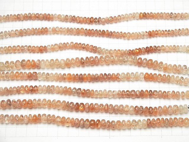 [Video] High Quality Sunstone AAA Roundel half or 1strand beads (aprx.7inch / 18cm)