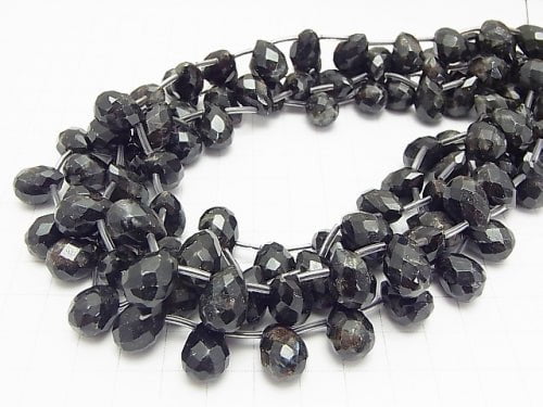 Black nice, Stone Drop Faceted Briolette 14 x 10 x 10 mm half or 1 strand beads (aprx.15 inch / 38 cm)