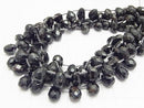 Black nice, Stone Drop Faceted Briolette 14 x 10 x 10 mm half or 1 strand beads (aprx.15 inch / 38 cm)
