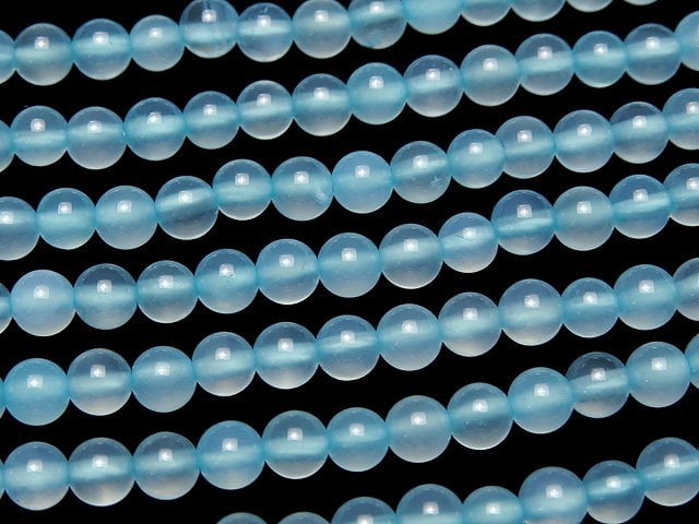 [Video] Sea Blue Chalcedony AAA - Round 4mm 1strand beads (aprx.15inch / 36cm)