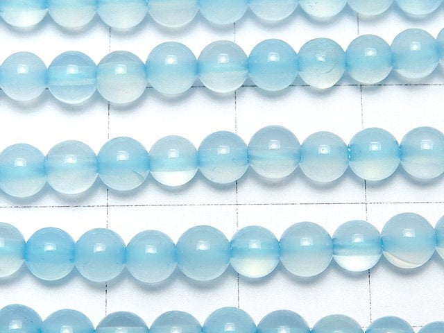 [Video] Sea Blue Chalcedony AAA - Round 4mm 1strand beads (aprx.15inch / 36cm)