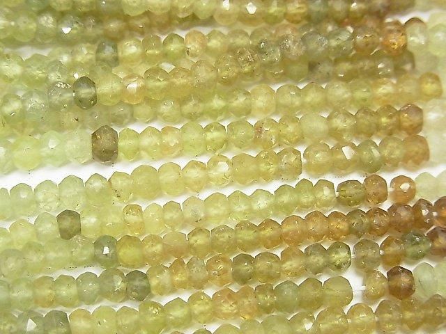 [Video] Grossular Garnet AA++ Faceted Button Rondelle 1-strand beads (approx. 13 inches/31 cm)