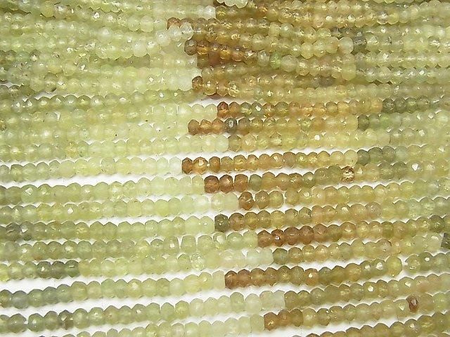 [Video] Grossular Garnet AA++ Faceted Button Rondelle 1-strand beads (approx. 13 inches/31 cm)