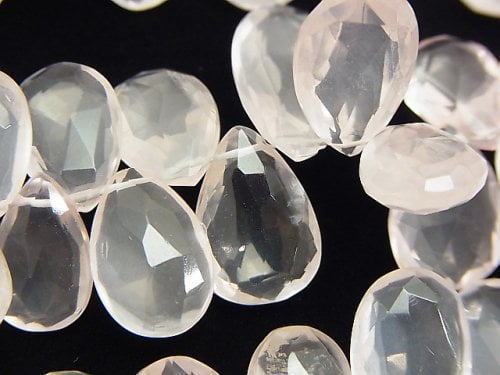 Faceted Briolette, Pear Shape, Rose Quartz Gemstone Beads