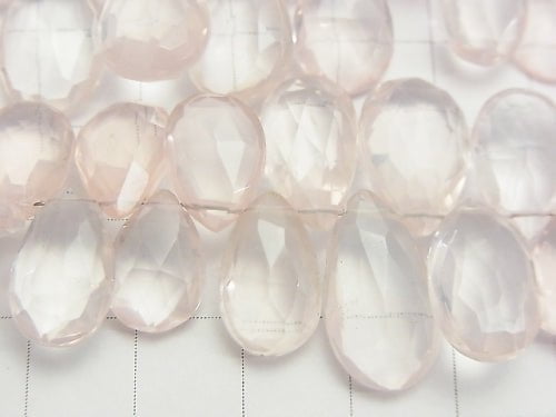 [Video]High Quality Rose Quartz AAA- Pear shape  Faceted Briolette  half or 1strand beads (aprx.7inch/18cm)