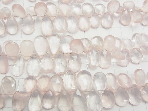 [Video]High Quality Rose Quartz AAA- Pear shape  Faceted Briolette  half or 1strand beads (aprx.7inch/18cm)