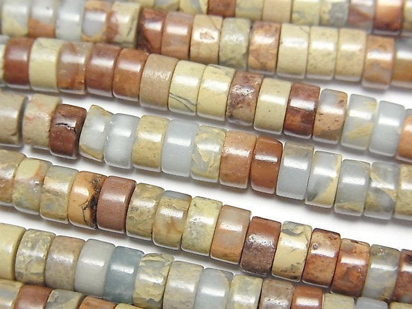 Impression Jasper, Roundel, Tube Gemstone Beads