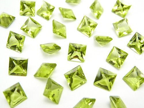 [Video] High Quality Peridot AAA Undrilled Princess Cut 6x6x4mm 5pcs