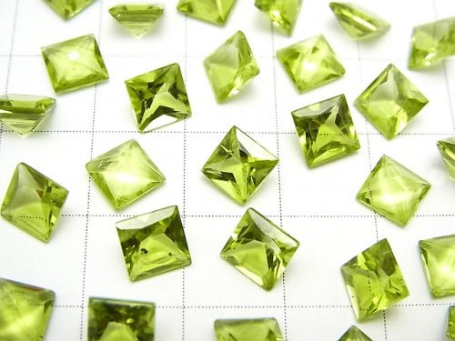[Video] High Quality Peridot AAA Undrilled Princess Cut 6x6x4mm 5pcs