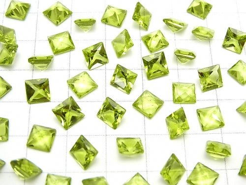 [Video] High Quality Peridot AAA Undrilled Princess Cut 6x6x4mm 5pcs