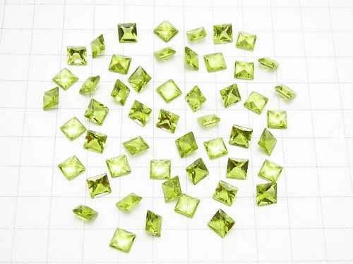 [Video] High Quality Peridot AAA Undrilled Princess Cut 6x6x4mm 5pcs