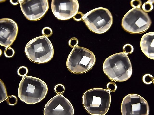 [Video]High Quality Rose Quartz AAA Bezel Setting Chestnut Shape 9x9mm 18KGP 3pcs