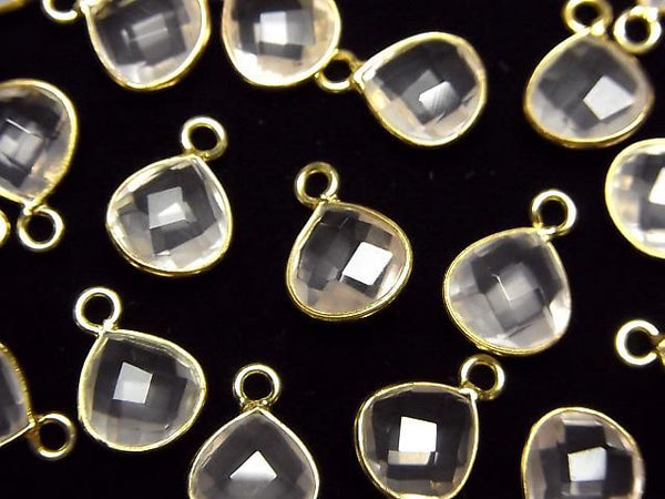 [Video]High Quality Rose Quartz AAA Bezel Setting Chestnut Shape 9x9mm 18KGP 3pcs