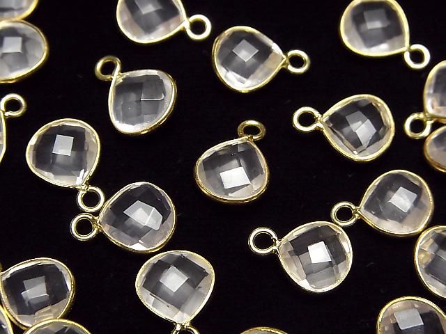 [Video]High Quality Rose Quartz AAA Bezel Setting Chestnut Shape 9x9mm 18KGP 3pcs