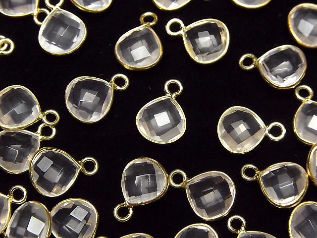 [Video]High Quality Rose Quartz AAA Bezel Setting Chestnut Shape 9x9mm 18KGP 3pcs