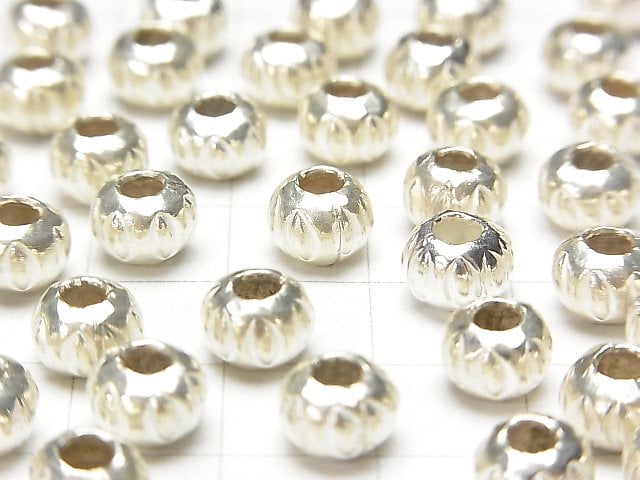 Karen Silver Patterned Rondelle 7x7x5.5mm White Silver 2pcs