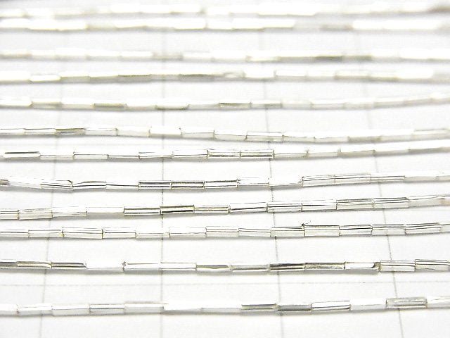 Karen Silver Square Tube 3.5x0.7x0.7mm White Silver half or 1strand beads (aprx.27inch/68cm)