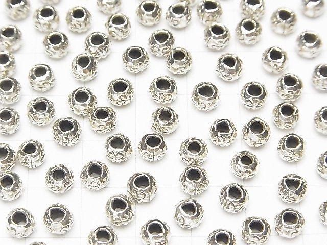 Karen Silver Flower Pattern Rondelle 5x5x4mm 5pcs
