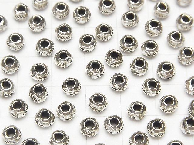Karen Silver Leaf Pattern Rondelle 5x5x4mm 2pcs