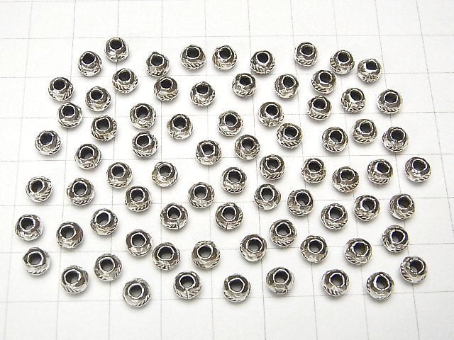 Karen Silver Leaf Pattern Rondelle 5x5x4mm 5pcs