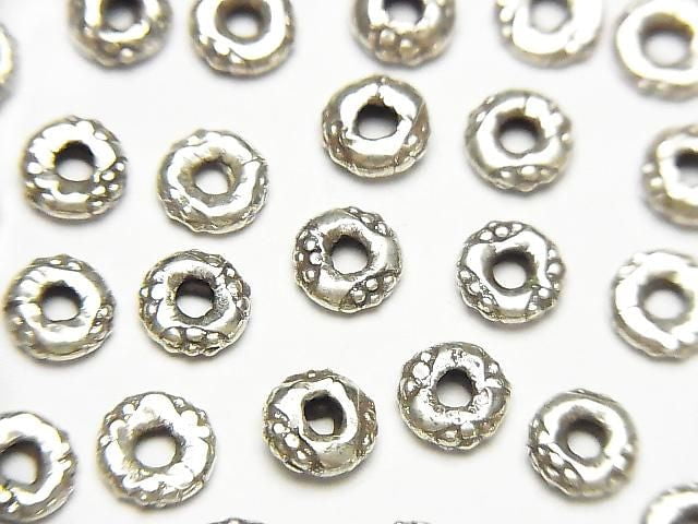 Karen Silver Flower Pattern Rondelle 6x6x2mm 5pcs