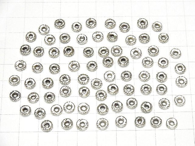 Karen Silver Flower Pattern Roundel 6x6x2mm 5pcs