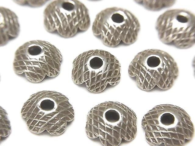 Karen Silver Bead Caps 9x9x3mm 2pcs
