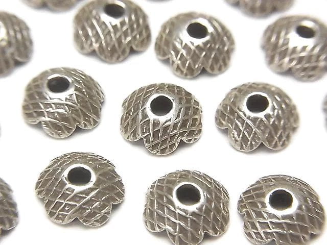 Karen Silver Bead Cap 9x9x3mm 2pcs